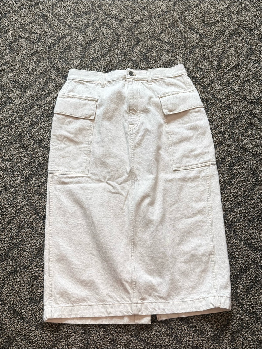 Banana Republic Cream White Denim Cargo Midi Skirt